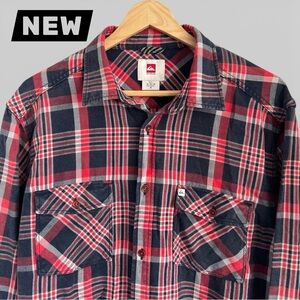 NEW Quiksilver Men's Navy and Red Plaid Shirt